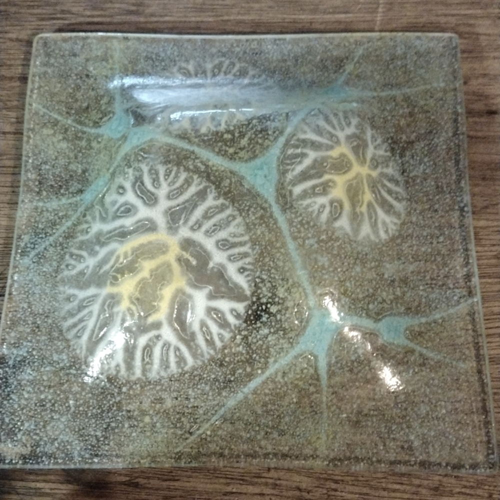 "Thistledown"  glass plate/ bowl by Higgins.